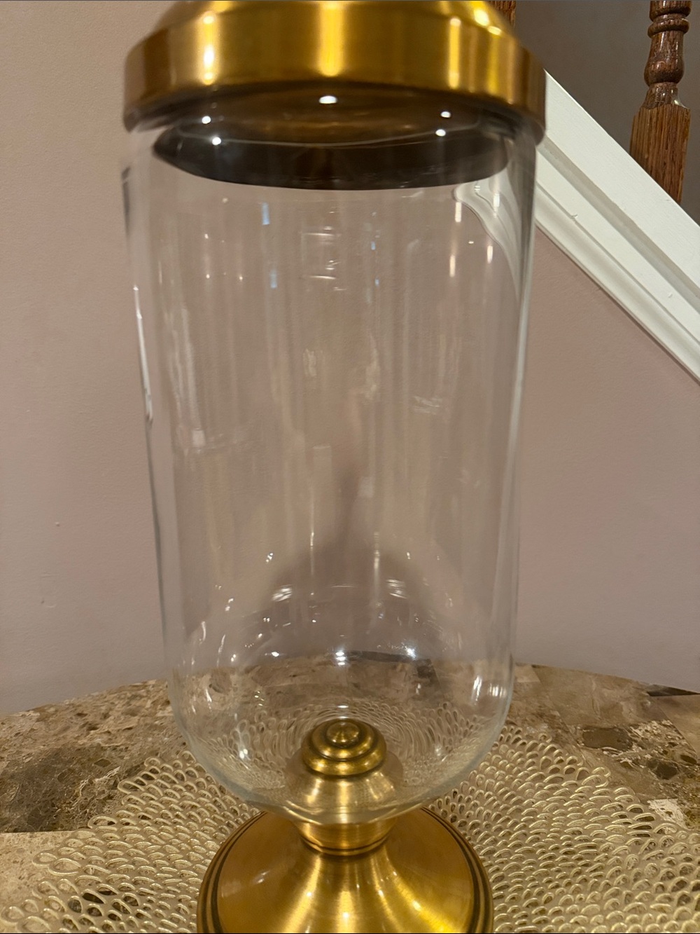 Decorative Glass Apothecary Jar with Gold-Finish Metal Top and Base - Picture 2 of 11